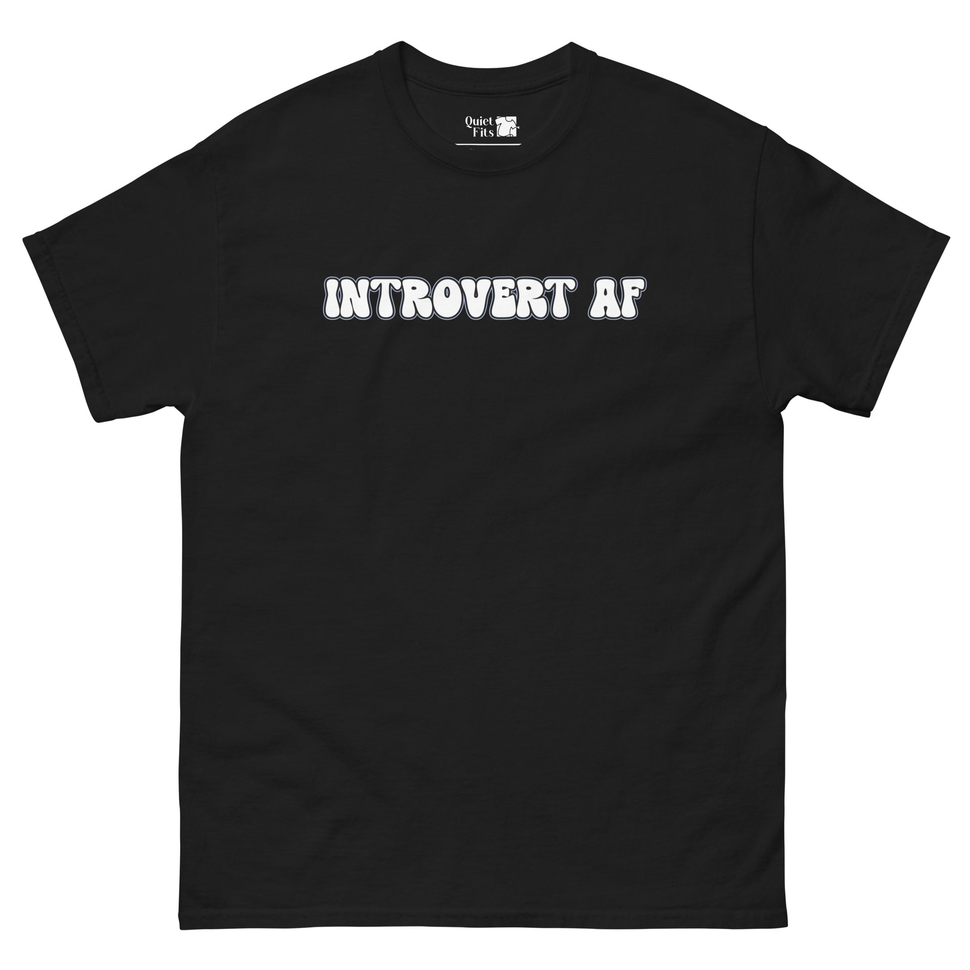 The text "INTROVERT AF" in a white, bubbly font with a light blue outline, set against a black background.