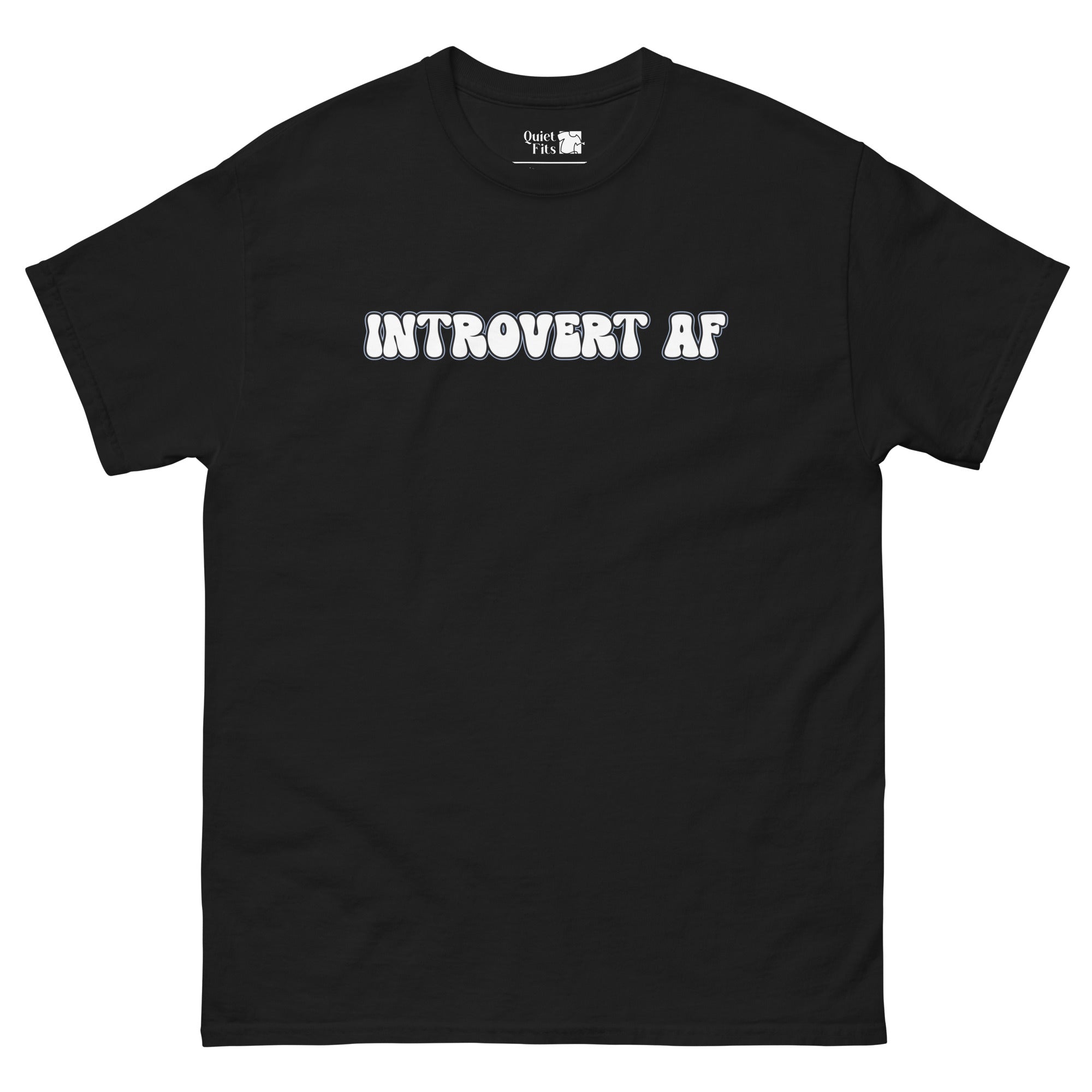 The text "INTROVERT AF" in a white, bubbly font with a light blue outline, set against a black background.